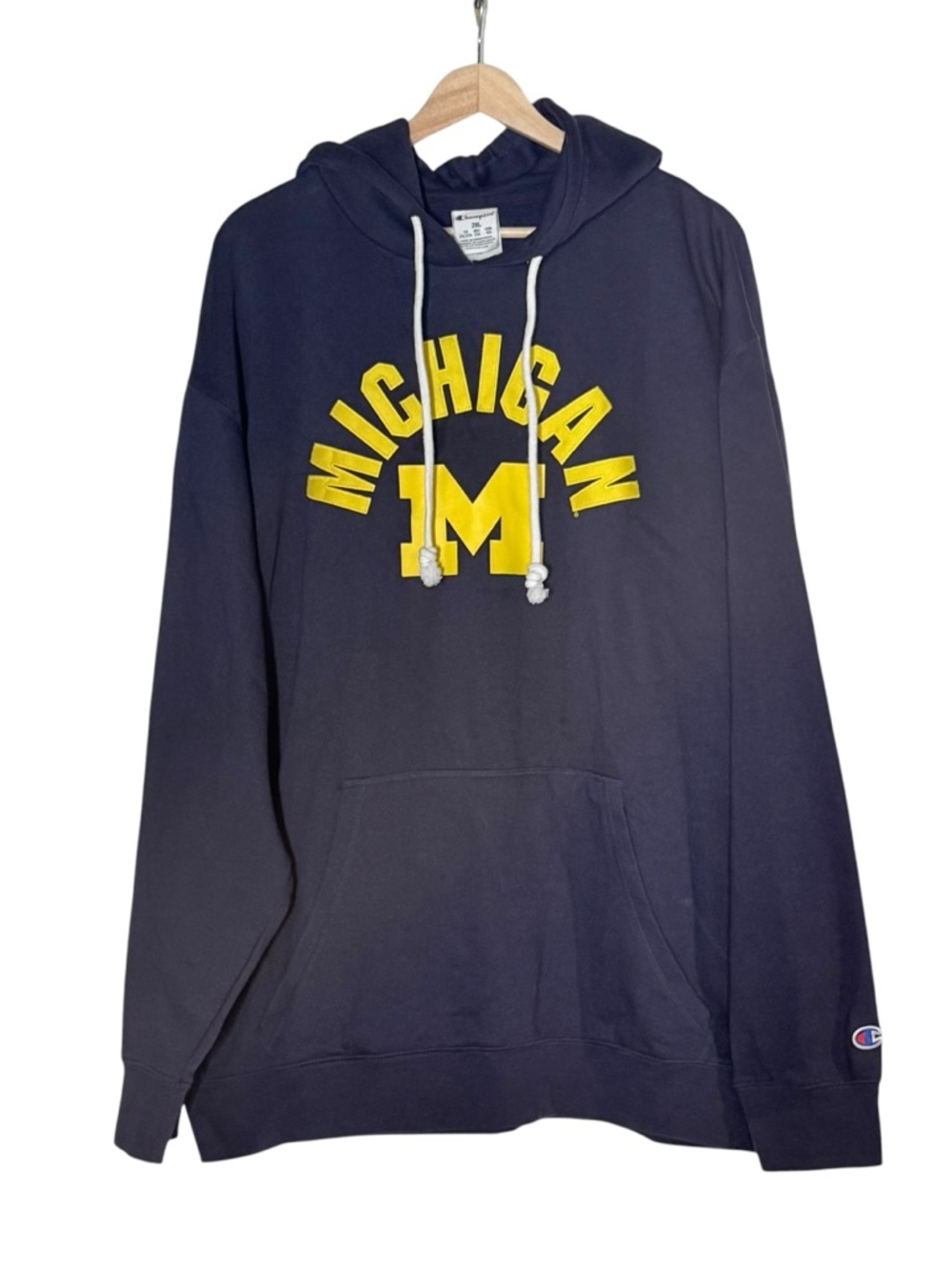 Champion University of Michigan Embroidered Hoodie Size XXL Navy Blue Unisex